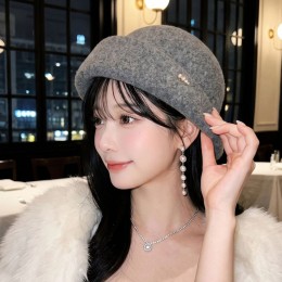 진주장식 니트 원형 페도라 ELM-315