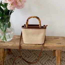 대나무 핸들 밀짚 미니백 ELG-199