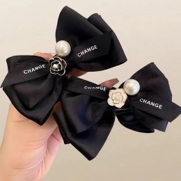 장미 리본진주 둥근 집게핀 ELH-070