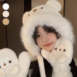 곰돌이 털모자 장갑세트 ELM-222