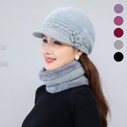 중장년 래빗퍼 니트모자 넥워머세트 ELM-223