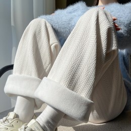 이삭 패턴 와이드 팬츠 기모 겨울 스노우 팬츠