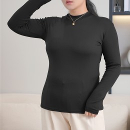 빅사이즈 스판 반폴라 티셔츠