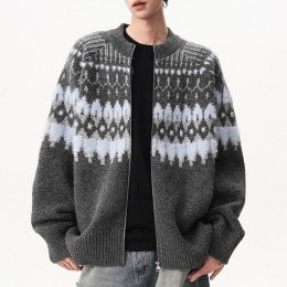 스노우 노르딕 집업 자켓 눈꽃 니트