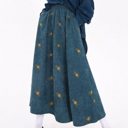 플라워 코듀로이 스커트