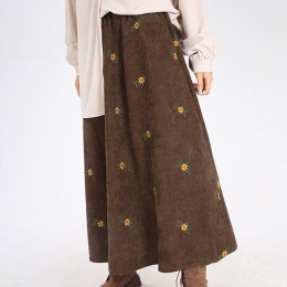 플라워 코듀로이 스커트