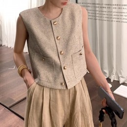 시그니처 트위드 베스트 조끼