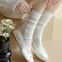 패턴 시스루 양말 면 골지 여름 긴 양말