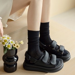 패턴 시스루 양말 면 골지 여름 긴 양말