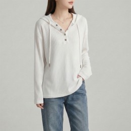 스트링 버튼 후드 티셔츠 이너 봄 가을