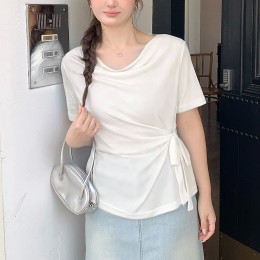 언발 스트랩 티셔츠 데일리 하객룩 반팔 ~2XL