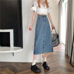 베이직 데님 롱스커트 A라인 일자핏