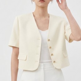단정핏 브이넥 썸머 반팔 자켓 하객룩 나들이룩