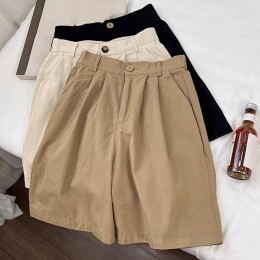 뒷밴딩 핀턱 와이드 숏 팬츠