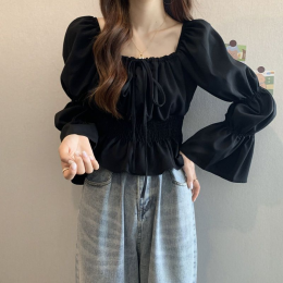 프렌치 퍼프 슬리브 쉬폰 블라우스 셔츠 FR-161807