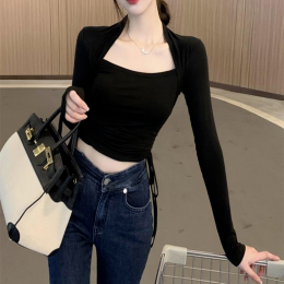 Y2K 크롭탑 스퀘어넥 슬림 티셔츠 FR-161837