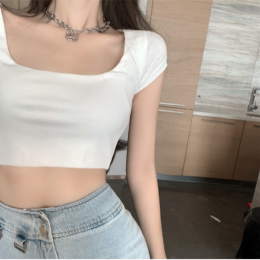 딱붙는핏 이너티 청순 U넥 크롭 반팔티 FR-161849