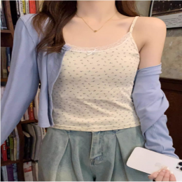 꽃무늬 슬림핏 캡내장 이너 나시티 FR-161862