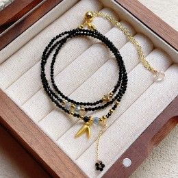 여성 블랙비즈 목걸이 골드 참 포인트 심플 데일리 악세사리