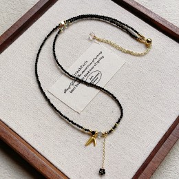 여성 블랙비즈 목걸이 골드 참 포인트 심플 데일리 악세사리