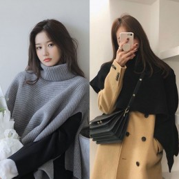 여성 니트 케이프 따뜻한 머플러 빅사이즈 언발 숄