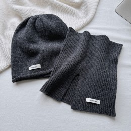 순모 니트 후드워머 세트 방한 모자