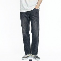 남성 흑청 스판워싱 편한 일자핏 데님팬츠룩