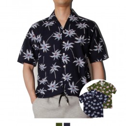 남자 야자수 하와이안 셔츠 여름 반팔 남방