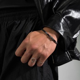 남자 블랙 원석 팔찌 스트릿 데일리 코디템