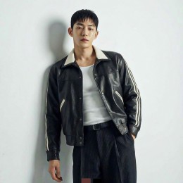 남자 파이핑 배색 레더자켓 크롭 캐주얼자켓