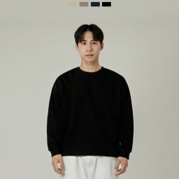 남성 와플 니트 라운드넥 데일리 기본니트룩