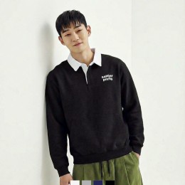 남성 럭비카라 맨투맨 오버핏 데일리코디