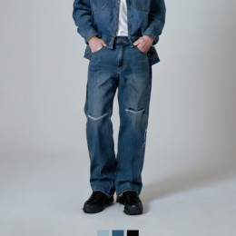 카펜터 와이드 워싱 데님팬츠 데일리