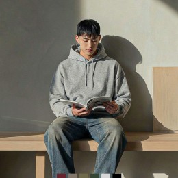 무지 오버핏 후드티 데일리 캐주얼코디