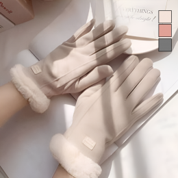 방한 스웨이드 퍼 터치 여성 털장갑