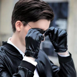 남성 폰터치 기모방수 비건레더 장갑