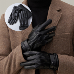 남성 폰터치 기모방수 비건레더 장갑