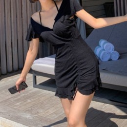 셔링 홀터넥 체형커버 원피스 수영복