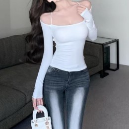 샤르르 여리핏 오프숄더 슬림핏 탑 HES-054