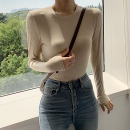 골지 이너 라운드 슬림 긴팔티
