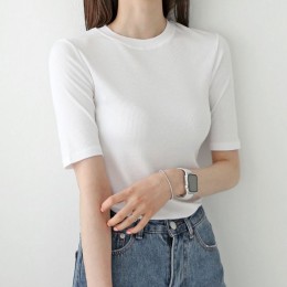 골지 슬림핏 반팔 티셔츠