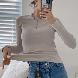 슬림 라운드 무지 쫀쫀 기본 이너 긴팔티셔츠
