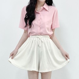 베이직 기본 카라 데일리 셔츠 반팔 블라우스