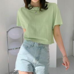 크롭 반팔 티셔츠 루즈핏 데일리 기본티
