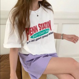 오버핏 레터링 루즈핏 프린팅 데일리 반팔티셔츠