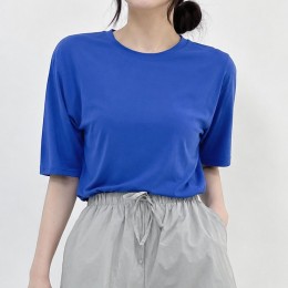 레이온 루즈핏 찰랑 무지 라운드 기본티