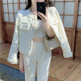 여성 화이트 크롭 자켓 아우터 가벼운 데일리 숏자켓