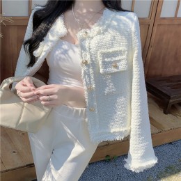 여성 화이트 크롭 자켓 아우터 가벼운 데일리 숏자켓