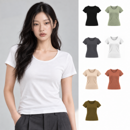 미브레 캡내장 라운드넥 반팔티 IDTS-034