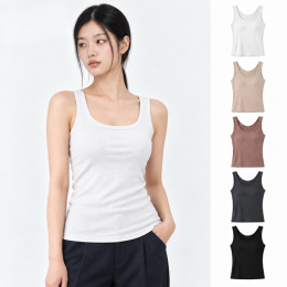 미브레 캡내장 라운드넥 캐미솔 R IDTS-038